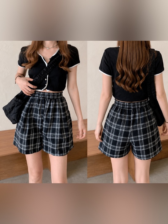 Charter Club Pants - Charter Club Vintage Y2K Black White Plaid High Rise Pleated Shorts Size 6 MWT